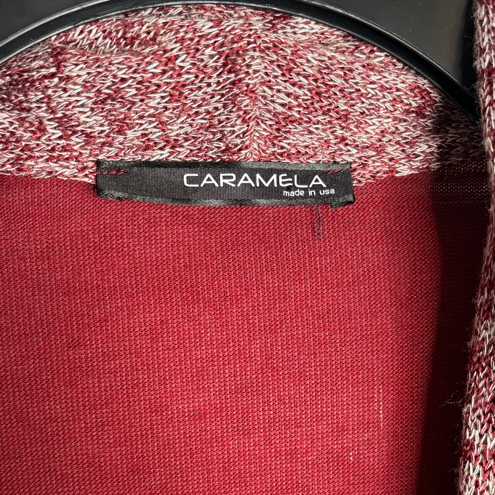 Caramel Burgundy Open Front Cardigan - Picture 2 of 4